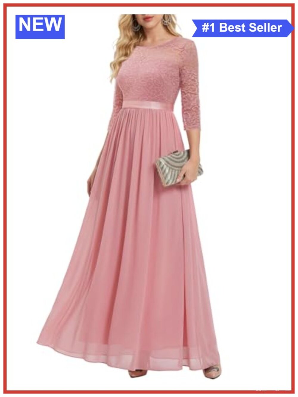 BeryLove A-Line Long Sleeve Formal Wedding Guest Maxi Dress
